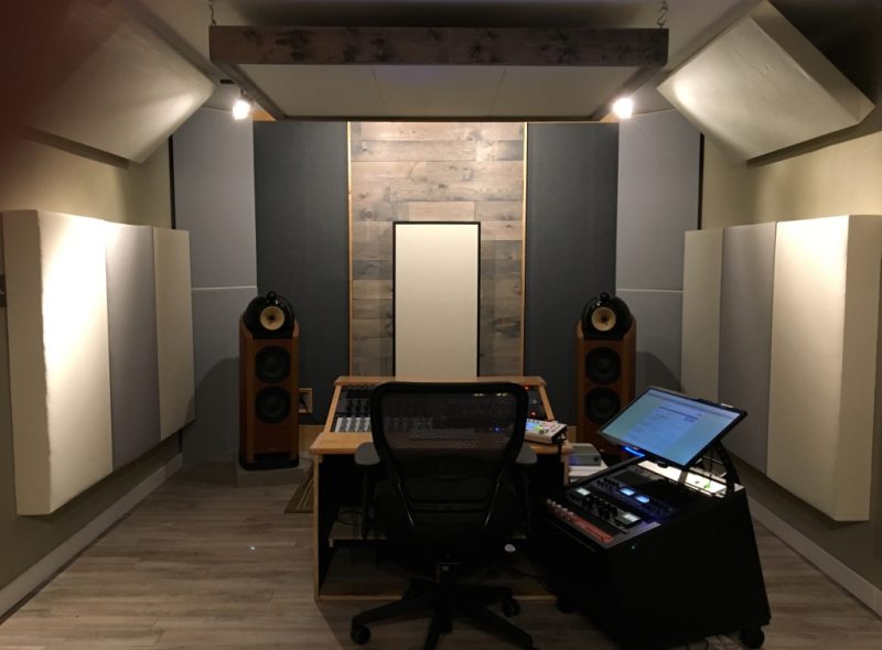 Recording Studio Acoustics ideas examples treating Sun Room Audio with GIK Acoustics monster bass traps and corner bass traps
