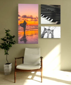 Acoustic art panels multiple sizes in residential or office setting